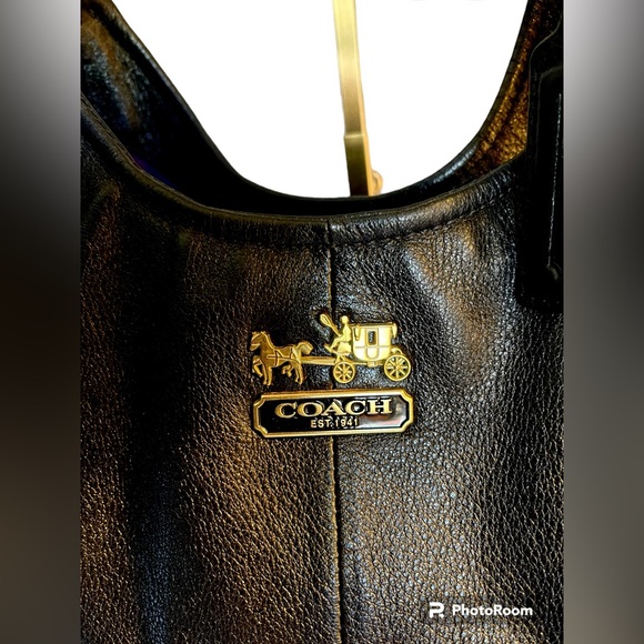 Coach Leather Madison Bag She’s a Black Beauty EUC Fuchsia interior EUC - Picture 7 of 13